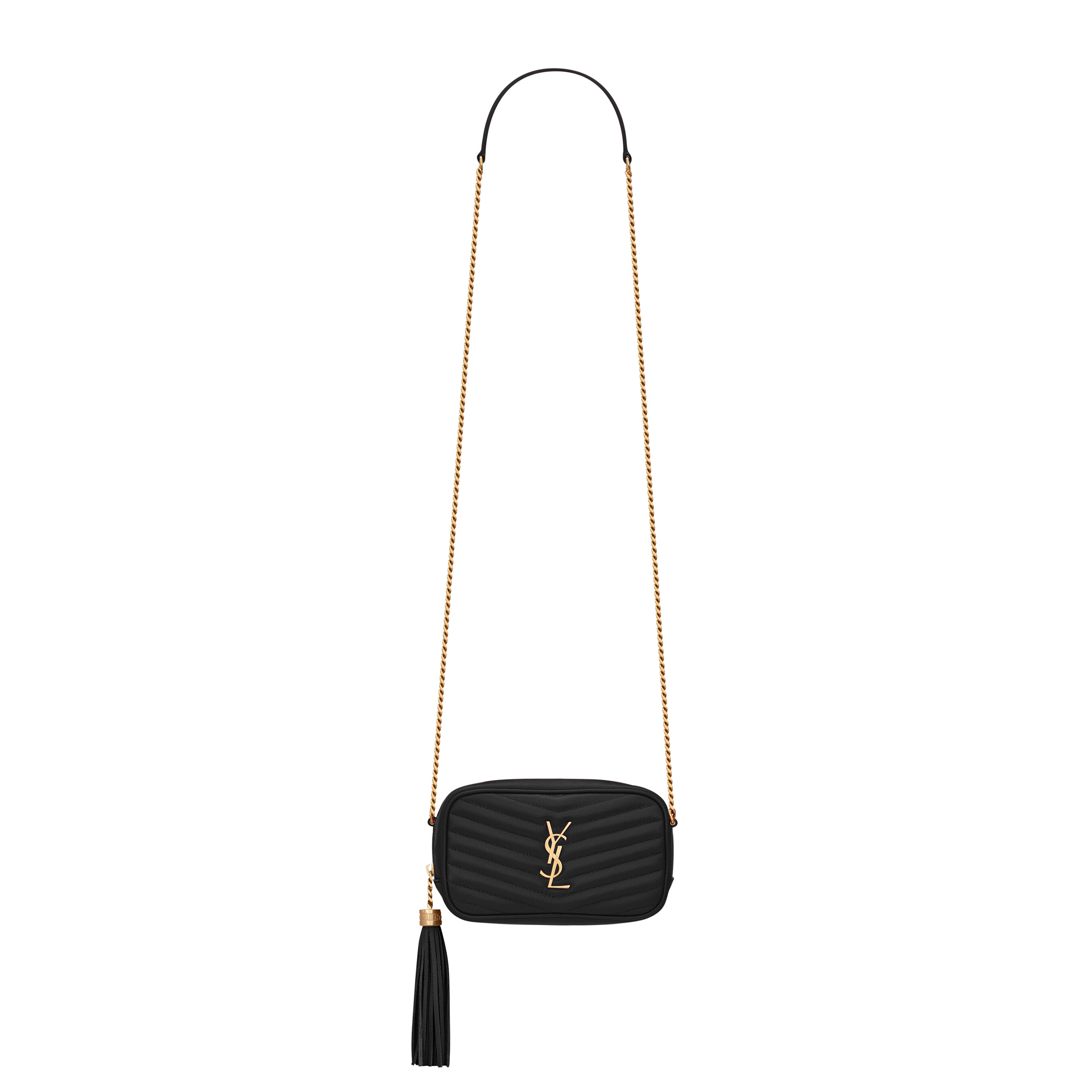 YSL LOU MINI BAG IN QUILTED GRAIN DE POUDRE EMBOSSED LEATHER 6125791GF011000 (19*10.5*5cm)